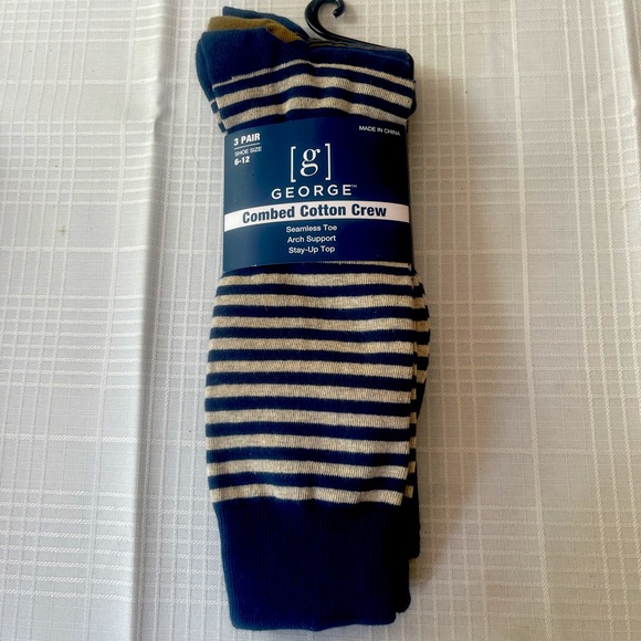 Men’s socks shoes size 6 to 12. 3 pair Blue tan - Picture 1 of 3